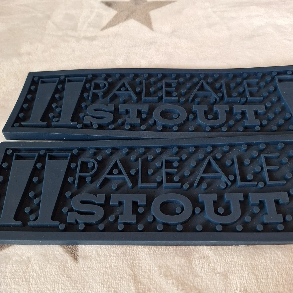 Lot‎ of 2 Navy Blue Bar Mats Silicone Rubber Non Slip Barware Man-Cave Beer